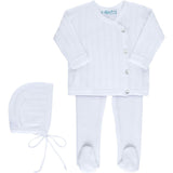 Pointelle Wrap Set with Hat Blue