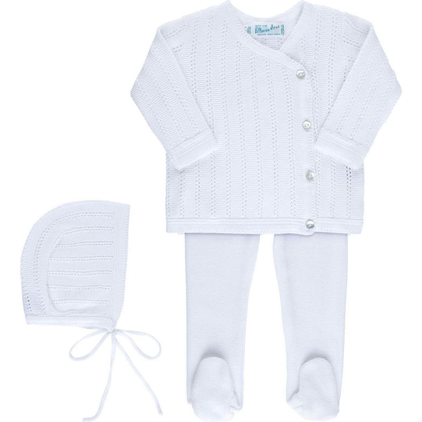 Pointelle Wrap Set with Hat Blue