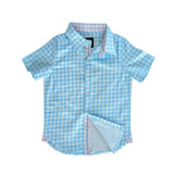 Gingham Blue Shirt in Short Sleeves