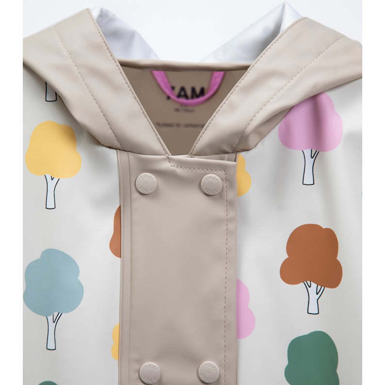Tree Print Rain Hooded Poncho