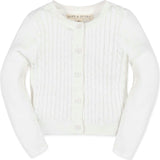 Organic Long Sleeve Cable Knit Cardigan Sweater, White