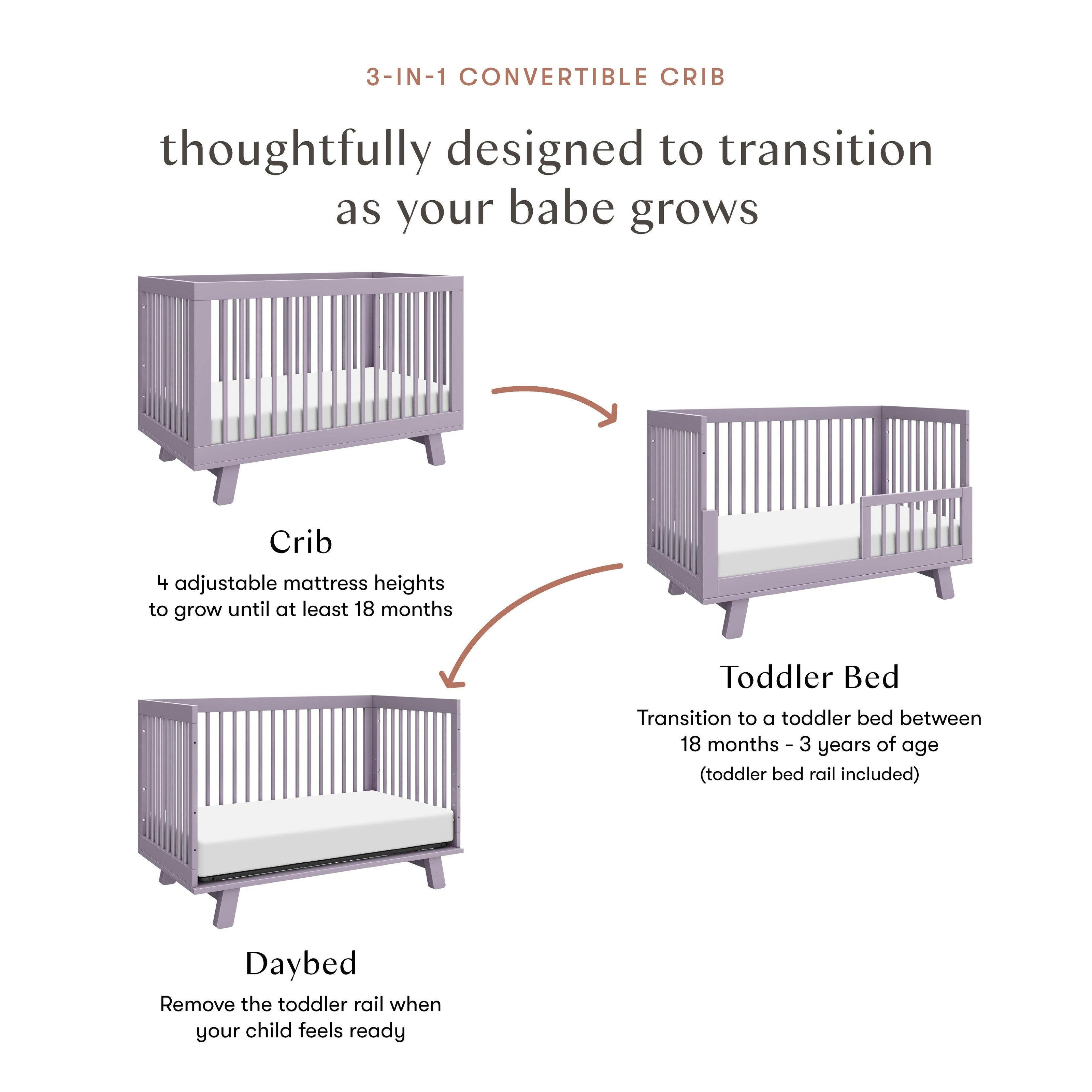 Babyletto Hudson 3-in-1 Convertible Crib with Toddler Bed Conversion Kit - Retail Exclusive
