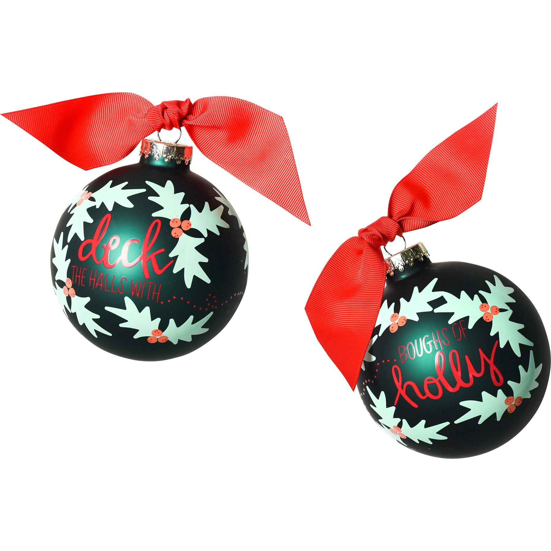 Boughs of Holly Glass Ornament