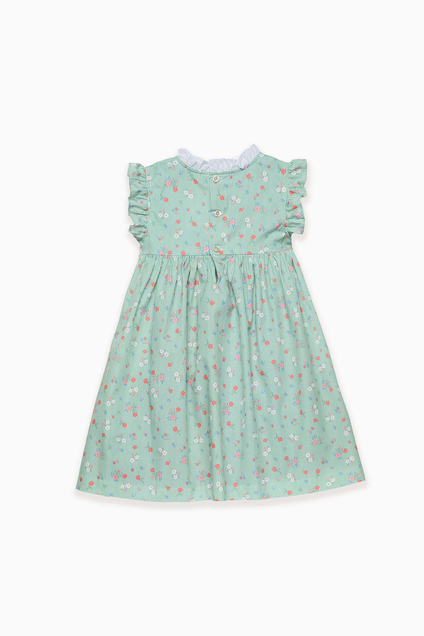 Raya Flor Verde Smocked Dress