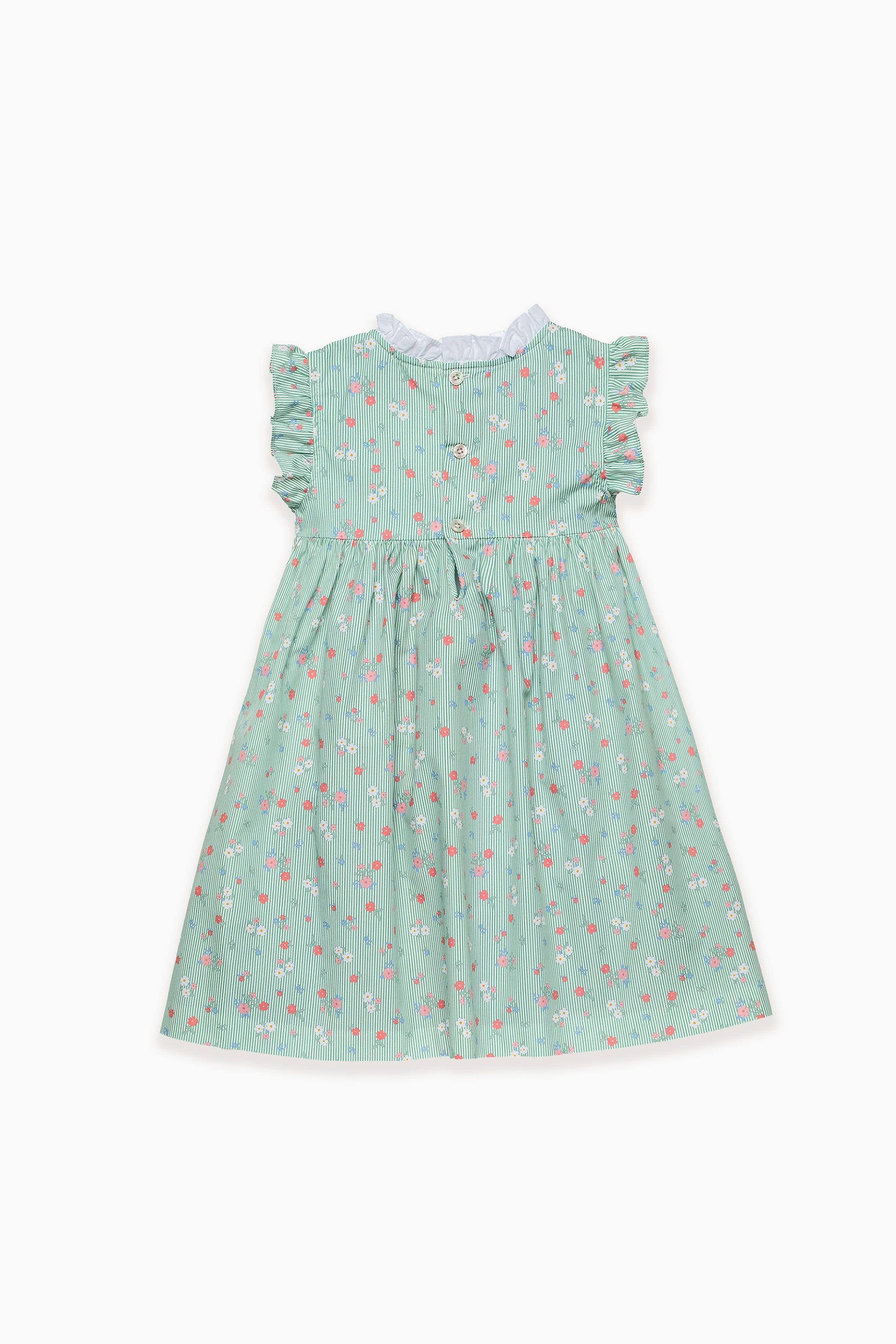 Raya Flor Verde Smocked Dress