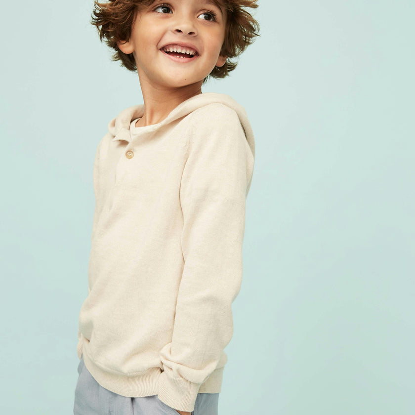 Beige Cotton Hoodie