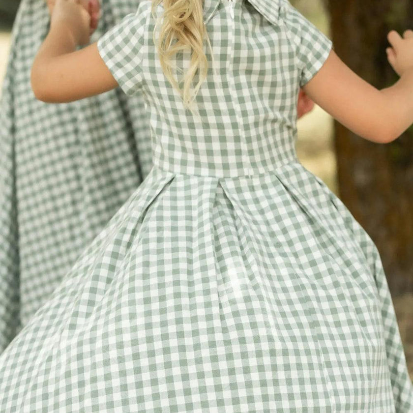 Mini Amber Dress in Sage Gingham