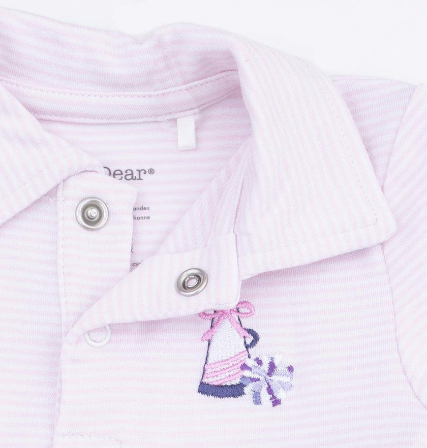 Cheer Pink Micro Stripe - Long Sleeve Tennis Bodysuit Dress