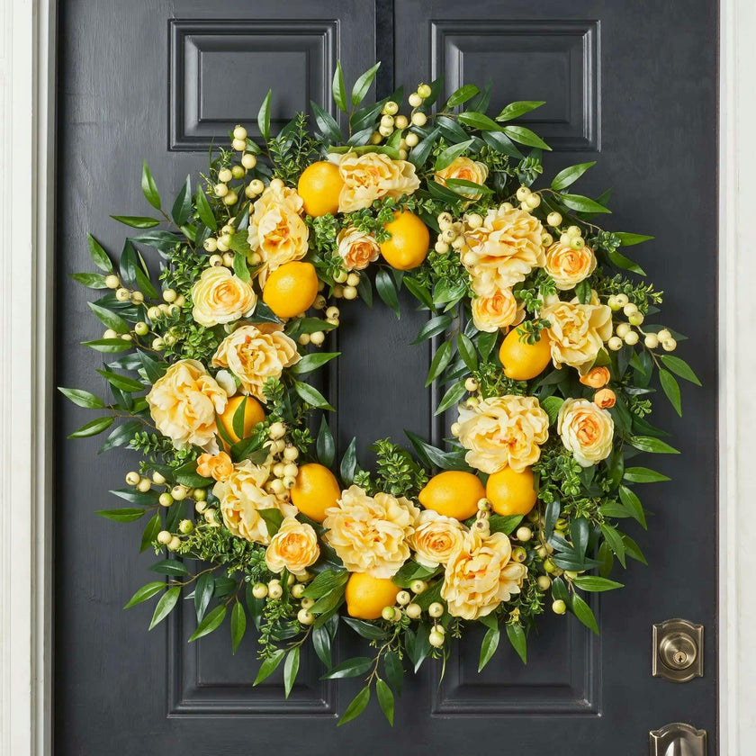 Lemonade Peony & Lemon Everyday Spring Summer Front Door Wreath