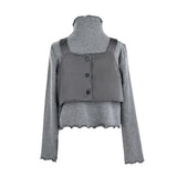 Gray Melina Bow Ruffle Set