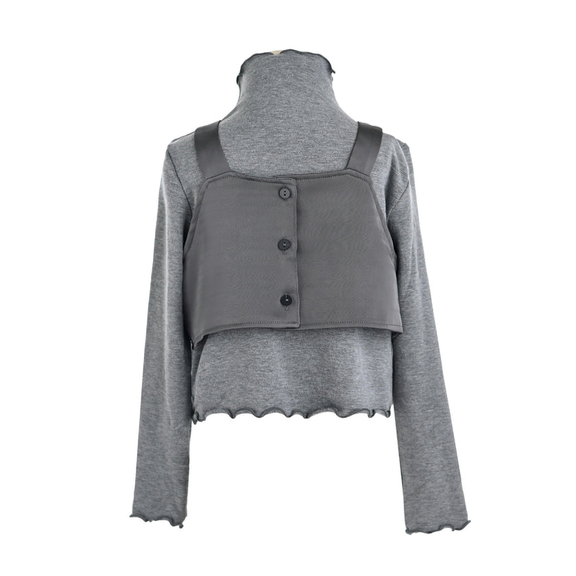 Gray Melina Bow Ruffle Set