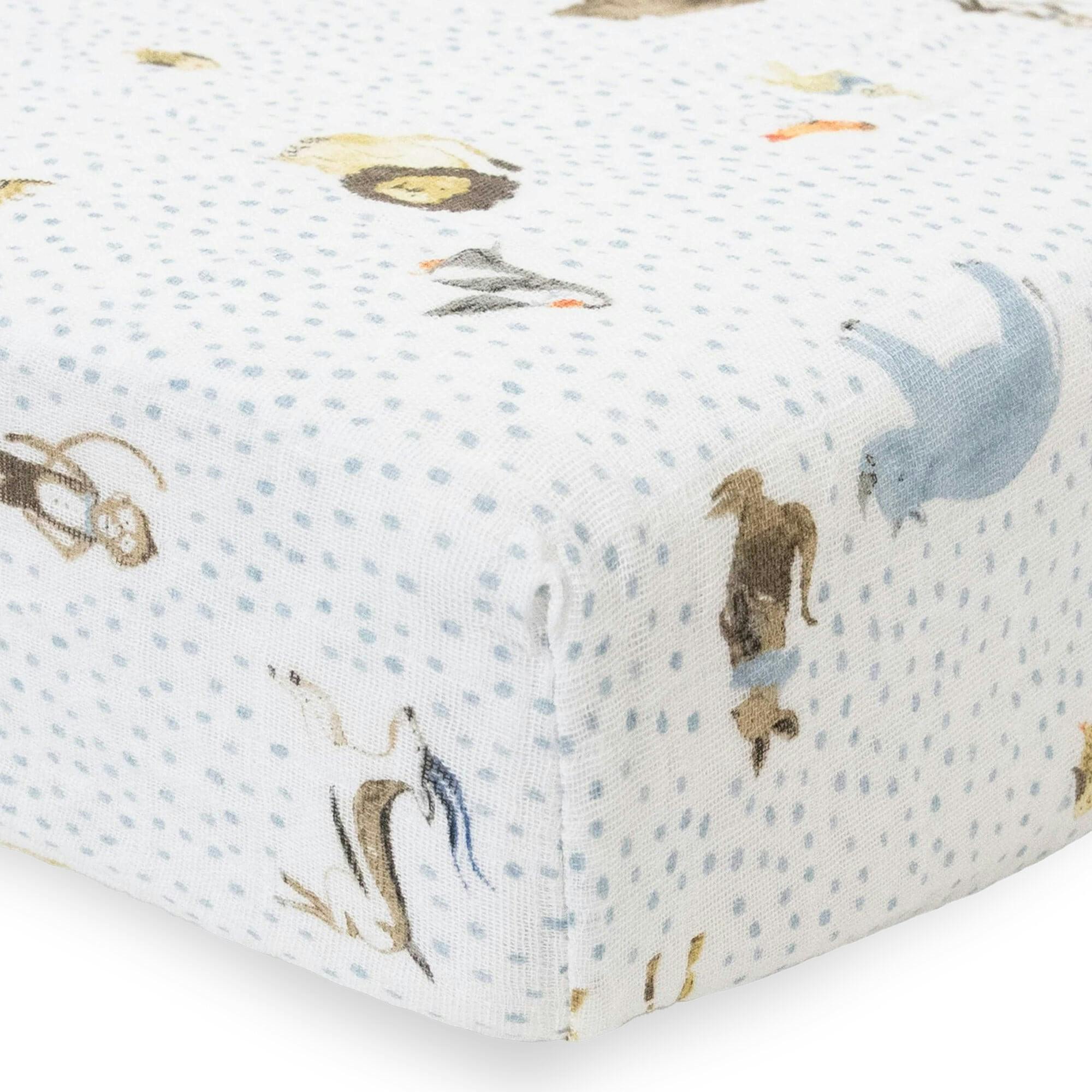 Cotton Muslin Crib Sheet - Party Animals