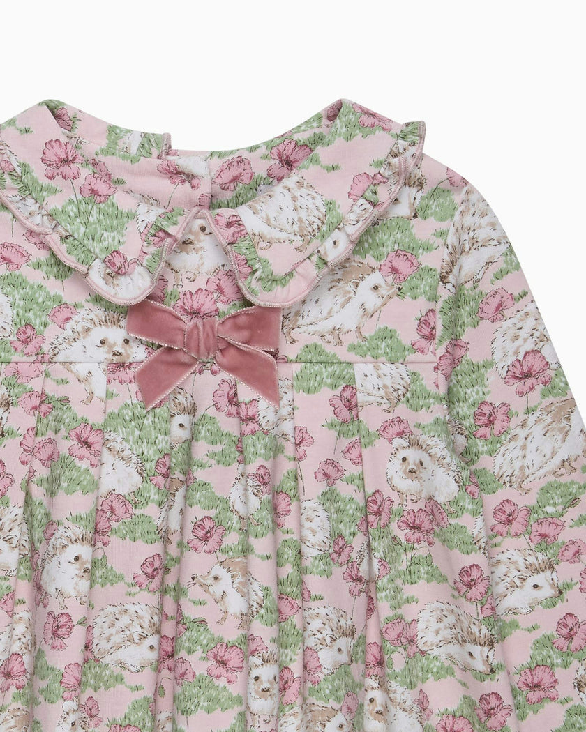 Baby Hedgehog Jersey Dress in Pink