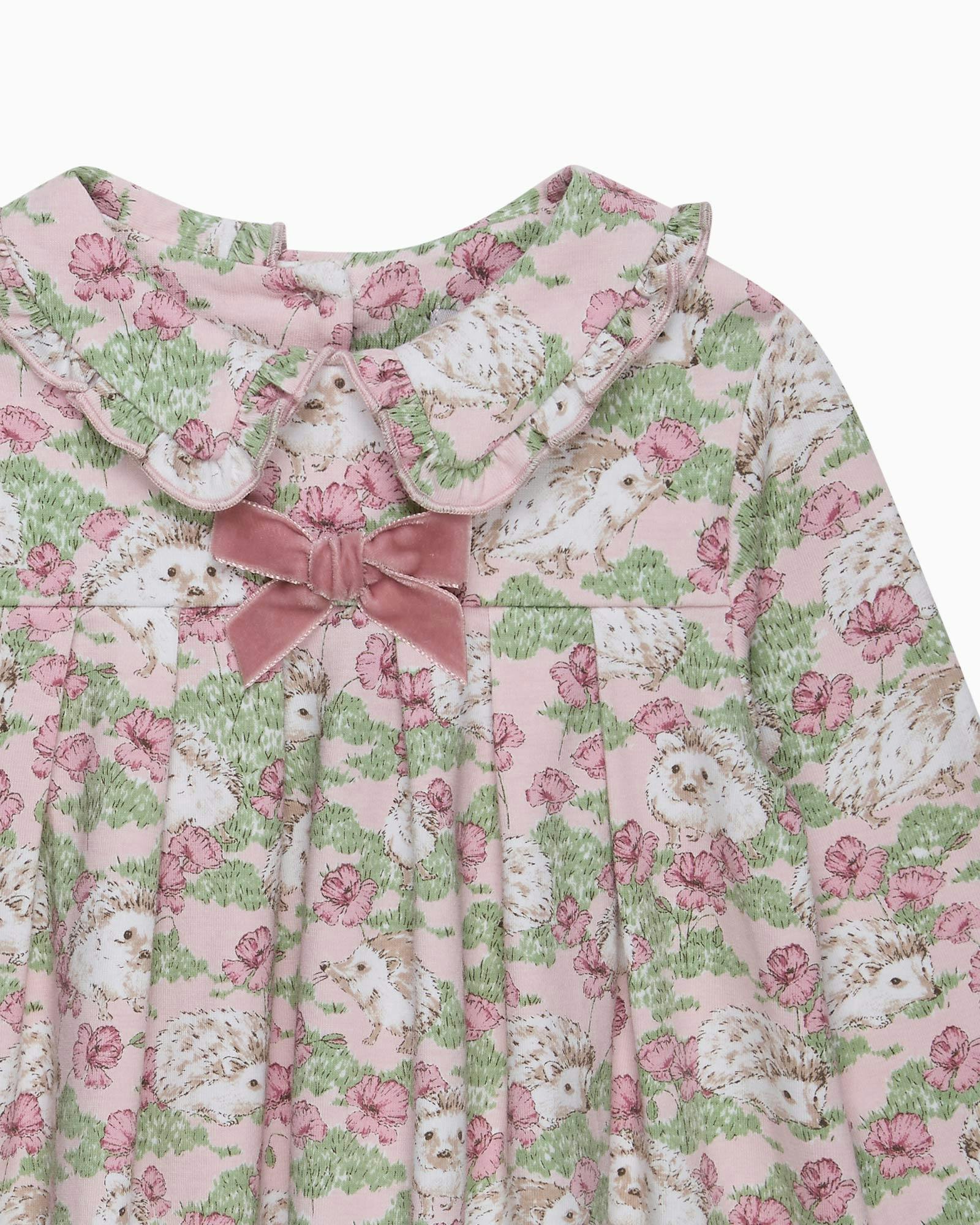 Baby Hedgehog Jersey Dress in Pink