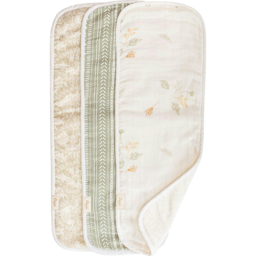 Willow 3-pc. Newborn Burp Cloth Set (Neutral Leaf)