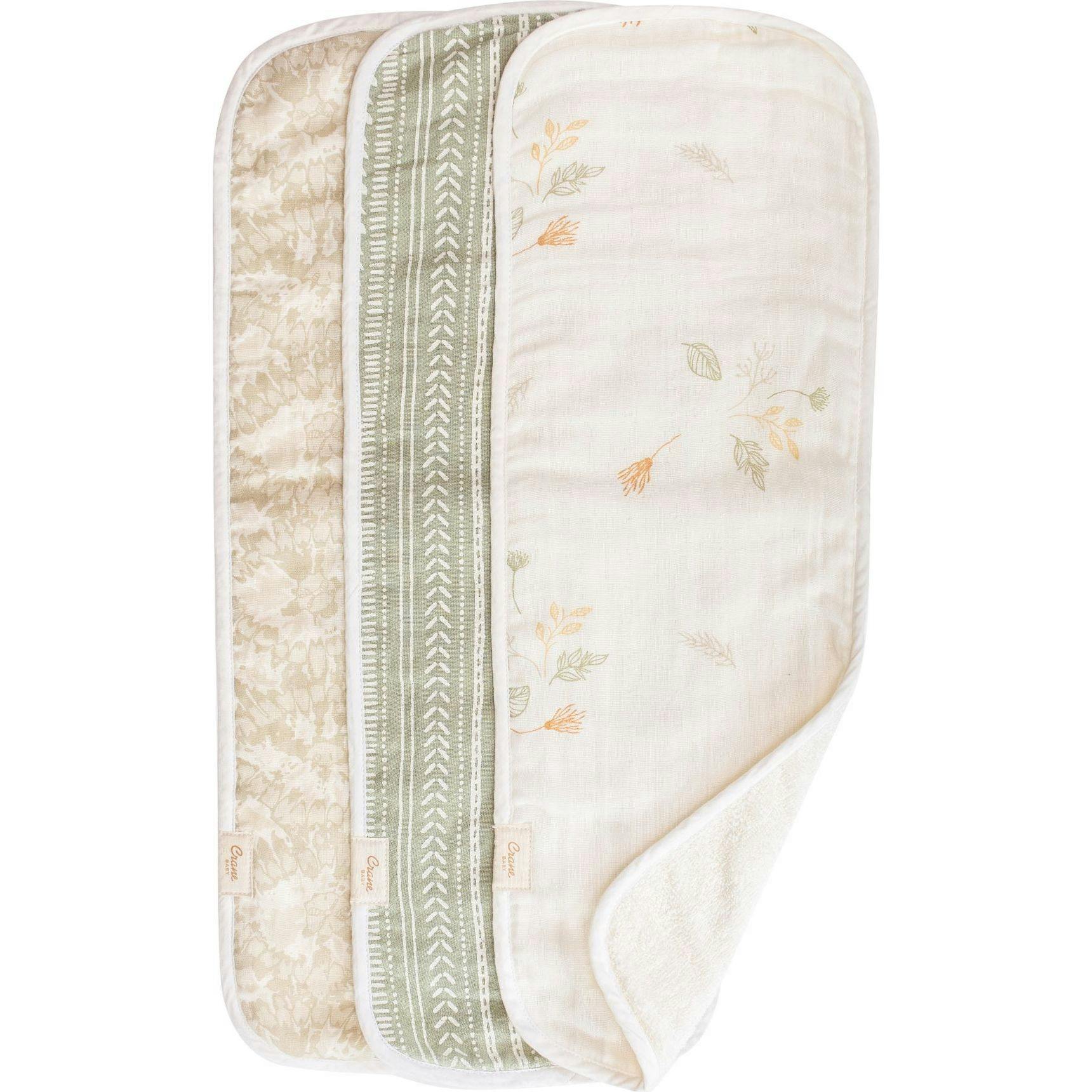 Willow 3-pc. Newborn Burp Cloth Set (Neutral Leaf)