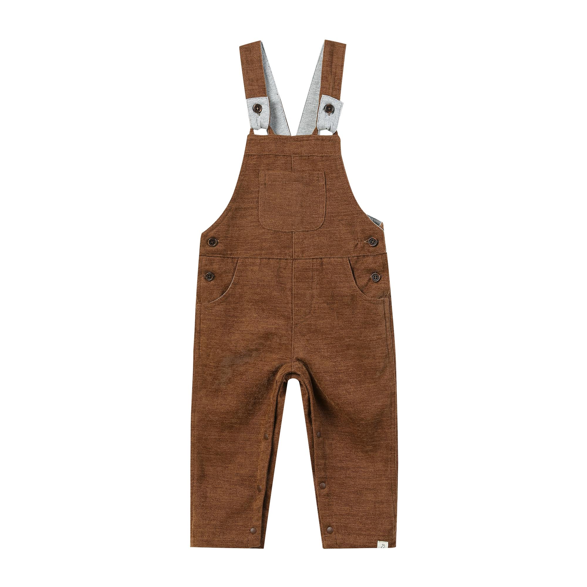 GENTRY Brown Moleskin Woven Overalls