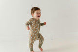 Long Sleeve Zip Romper in Cookies 'n Milk