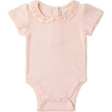 Organic Lace Collar Onesie & Tights Set - Blush