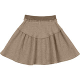 Waffle Knit Tiered Yoke Ribbed Waist A-Line Short Skirt