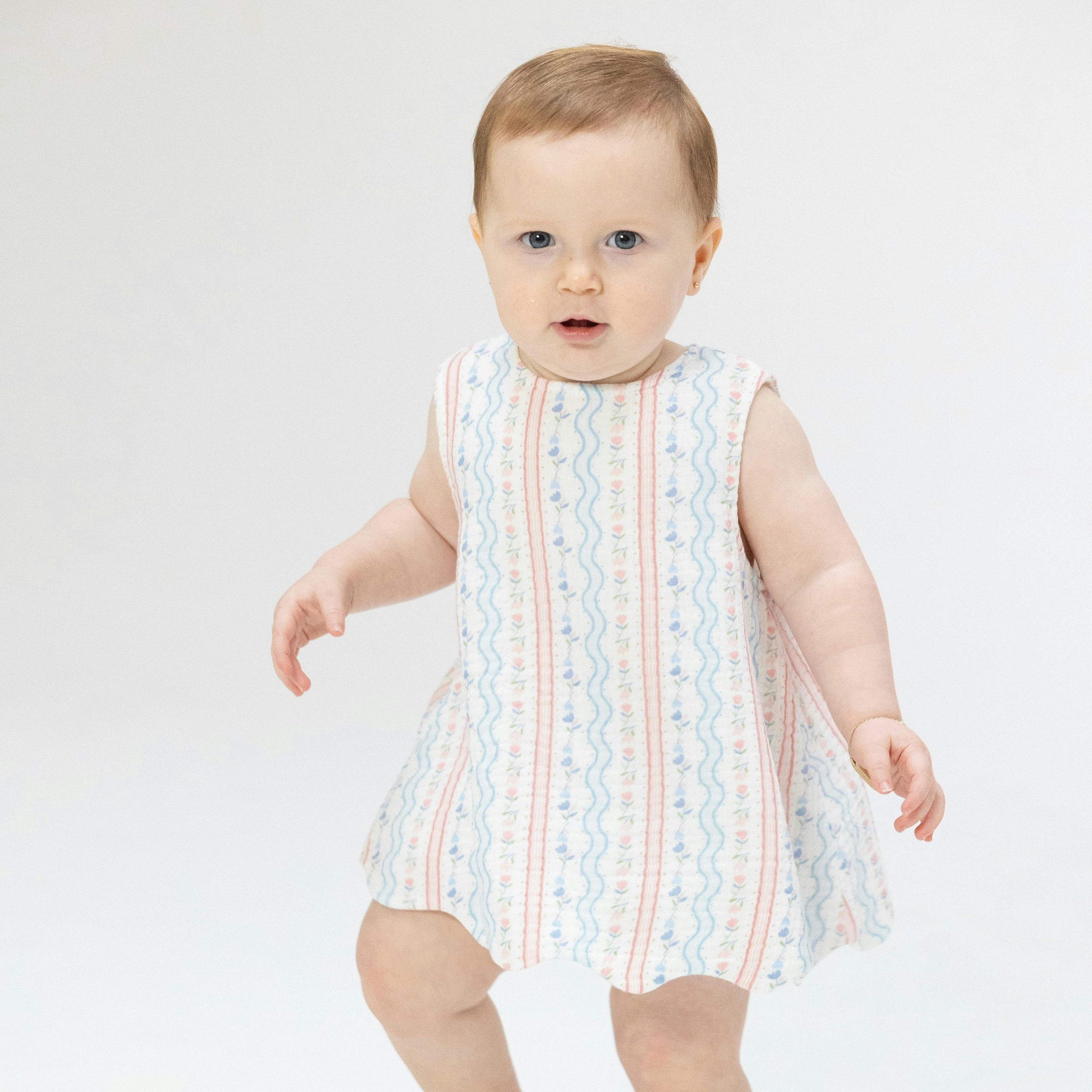 Tulip Stripe - Scallop Back Top with Bloomer