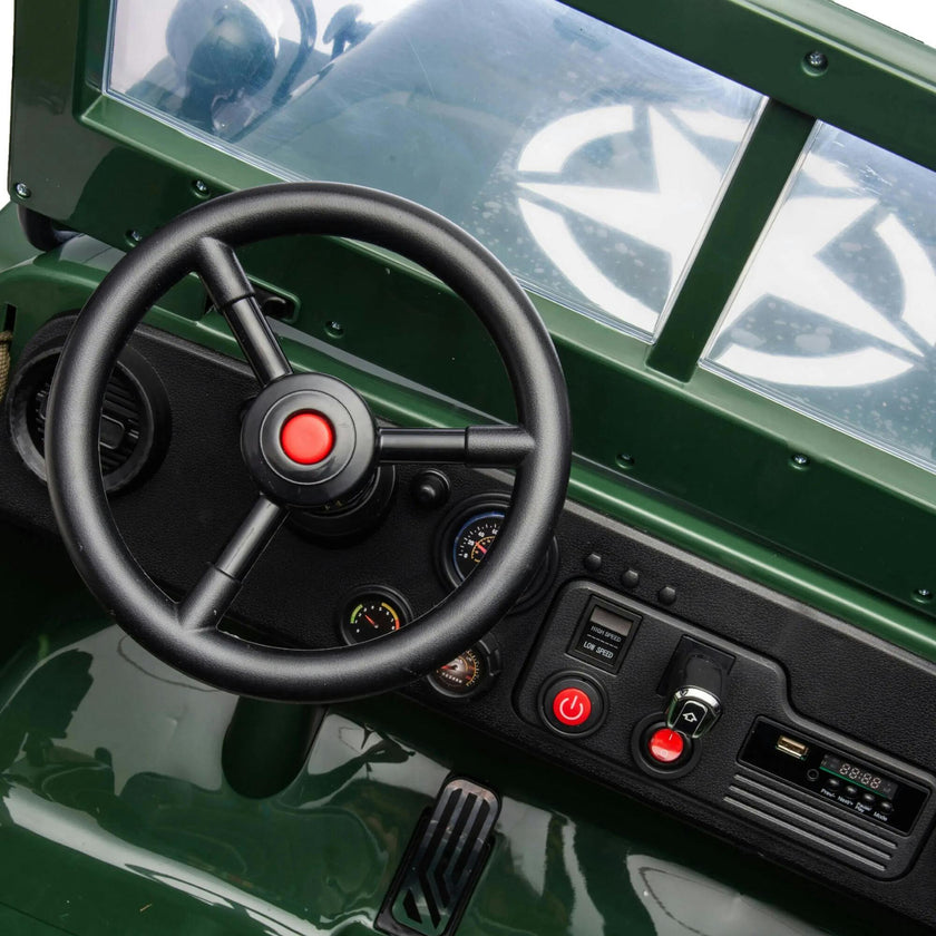 24V Military Willy Jeep 3 Seater Electric Ride on (Green)