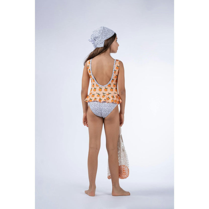 Oranges Print & Dots Swimsuit, Multi