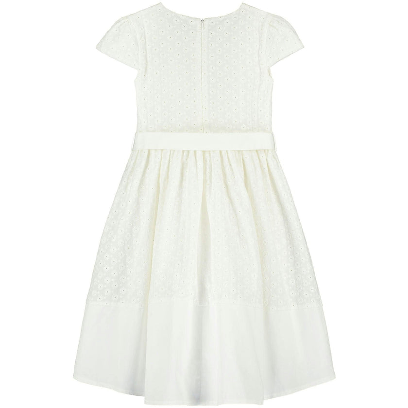 Florence Embroidered Cotton Bow Girls Occasion Dress
