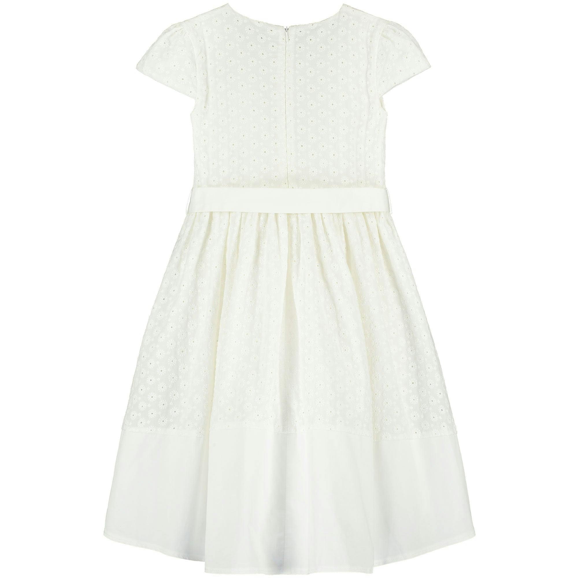 Florence Embroidered Cotton Bow Girls Occasion Dress