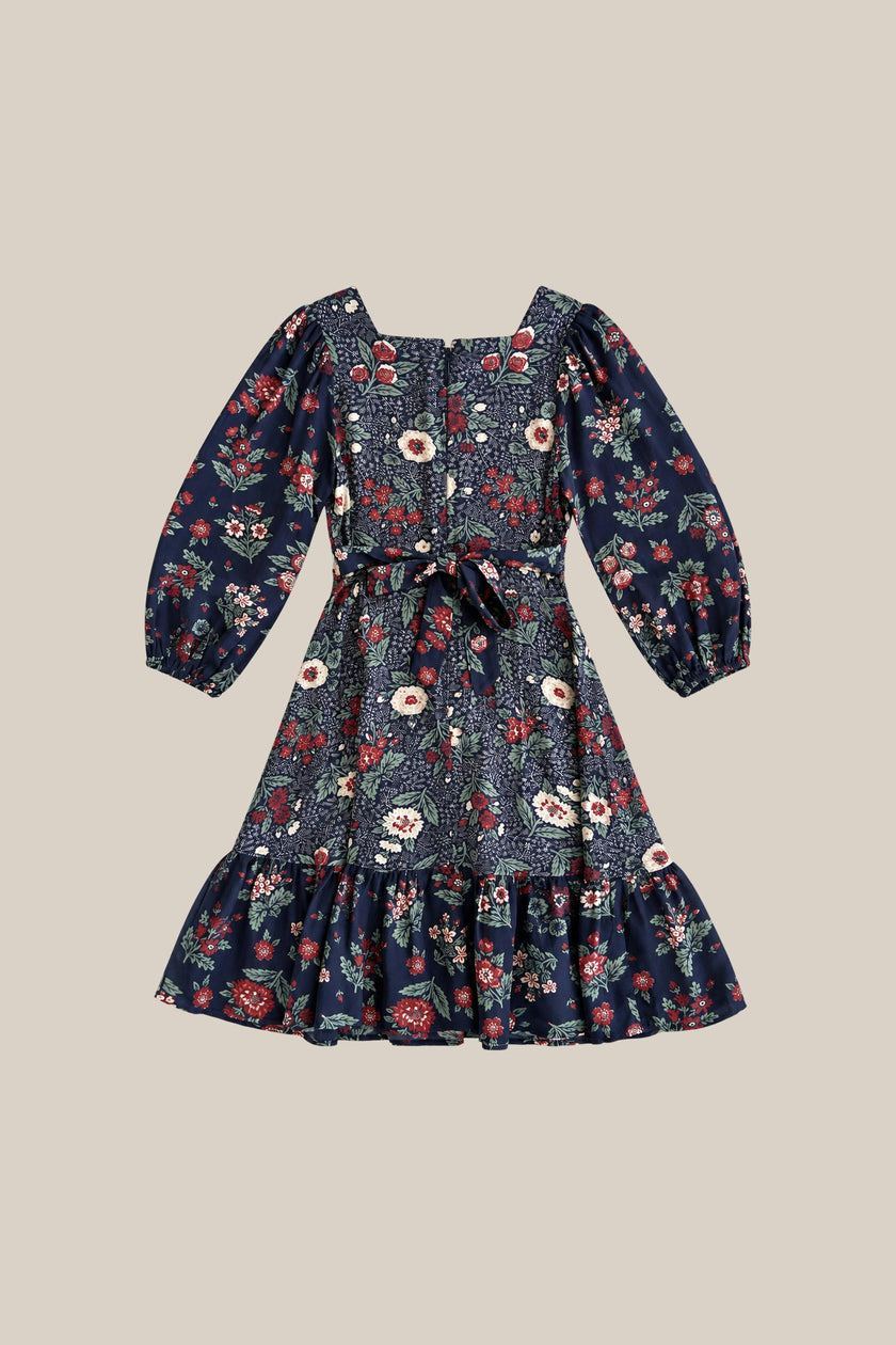Mini Soleil Dress in Navy Etched Bloom