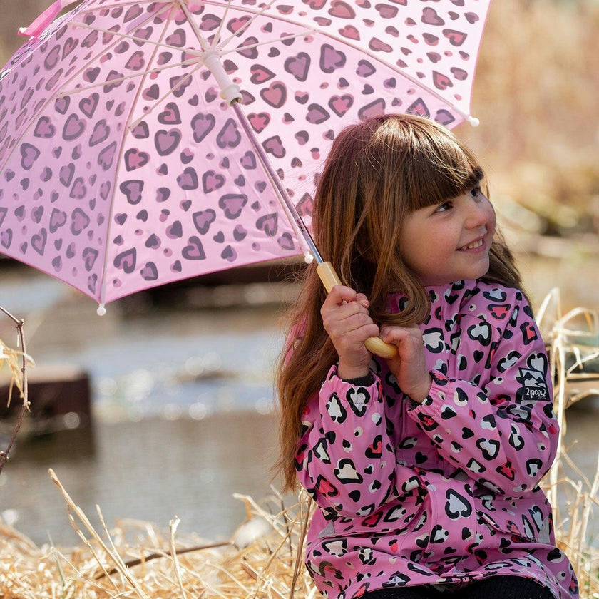 Color-Changing Umbrella Pink Hearts Print