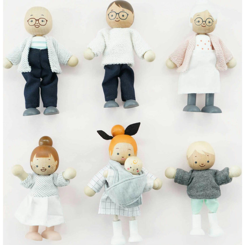Wooden Dolls House Family