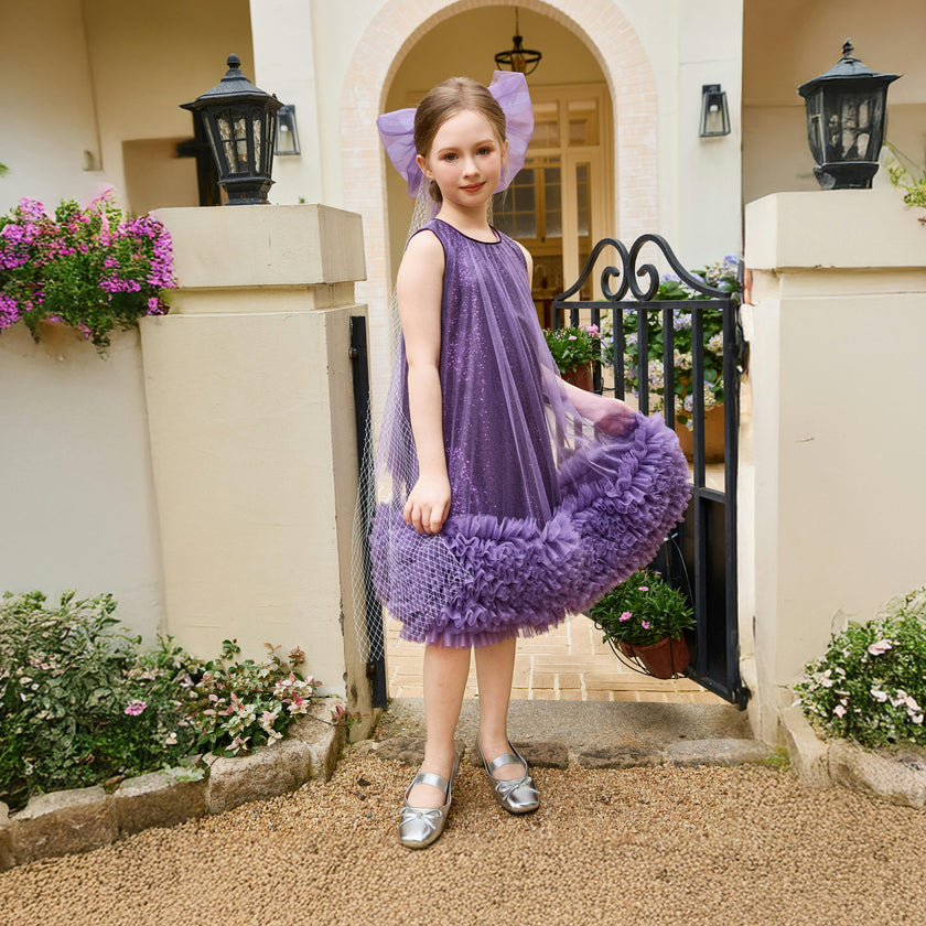 Purple Serenata Glitter Tulle Dress