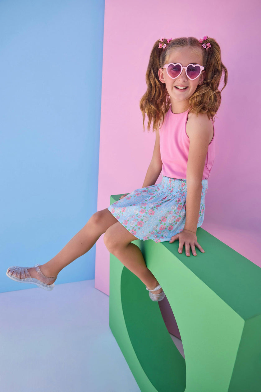 Shirred Circle Skirt Skirt - Meadow Marguerite Floral