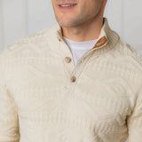 Men's Organic Mock Neck Cable Sweater, White