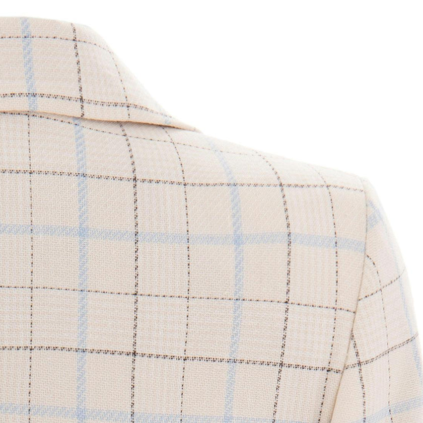 Beige Plaid Print Blazer