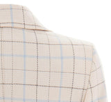 Beige Plaid Print Blazer