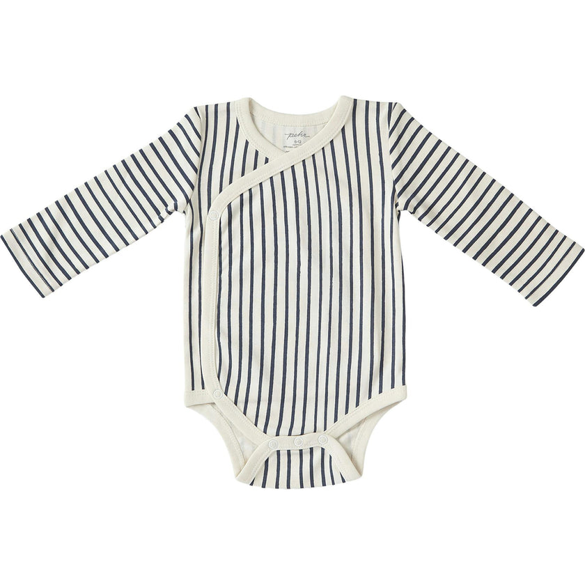 Organic Stripes Away Kimono One-Piece, Black