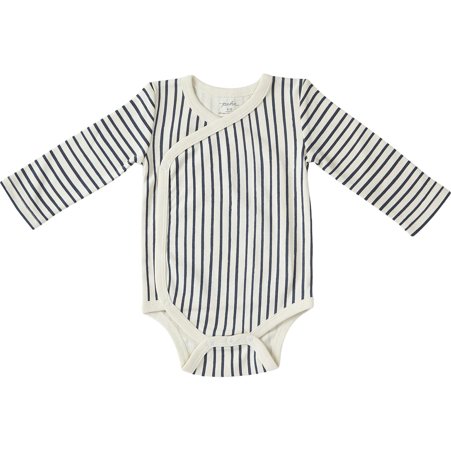 Organic Stripes Away Kimono One-Piece, Black