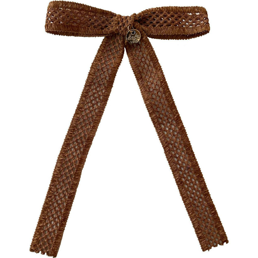Della Chenille Lace Bow Long Tail Clip