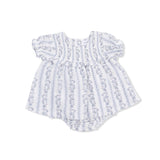Kimberly Floral Stripe - Smocked Ruffle Bubble with Skirt