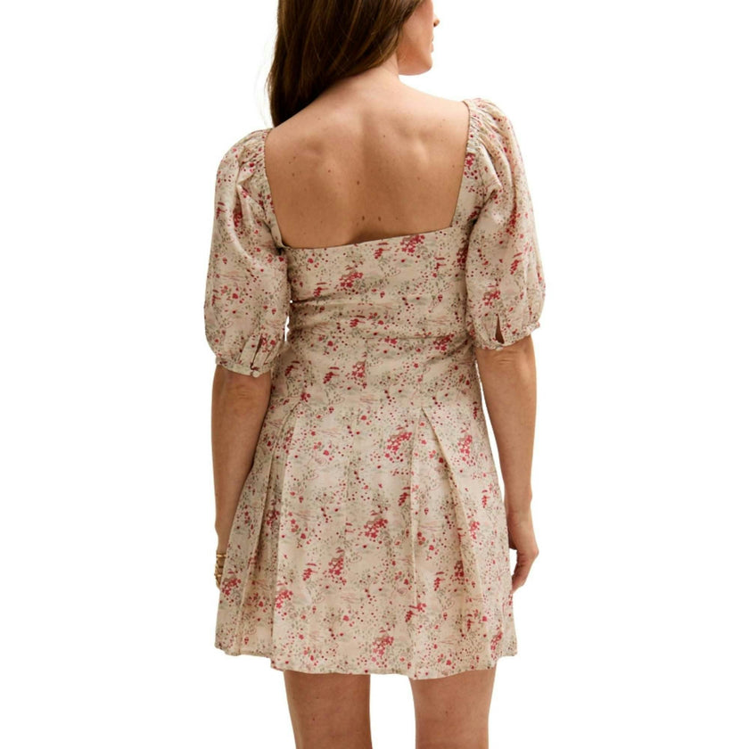 India Button Front Wishing Well Print Mini Dress