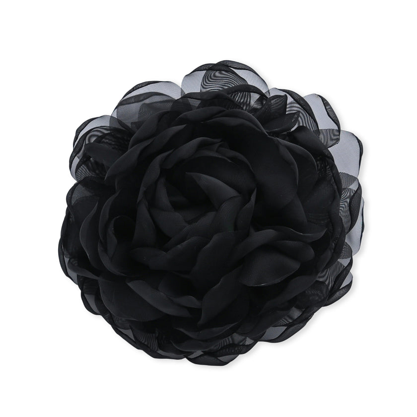 Black Tulle Flower Hair Clip Duo