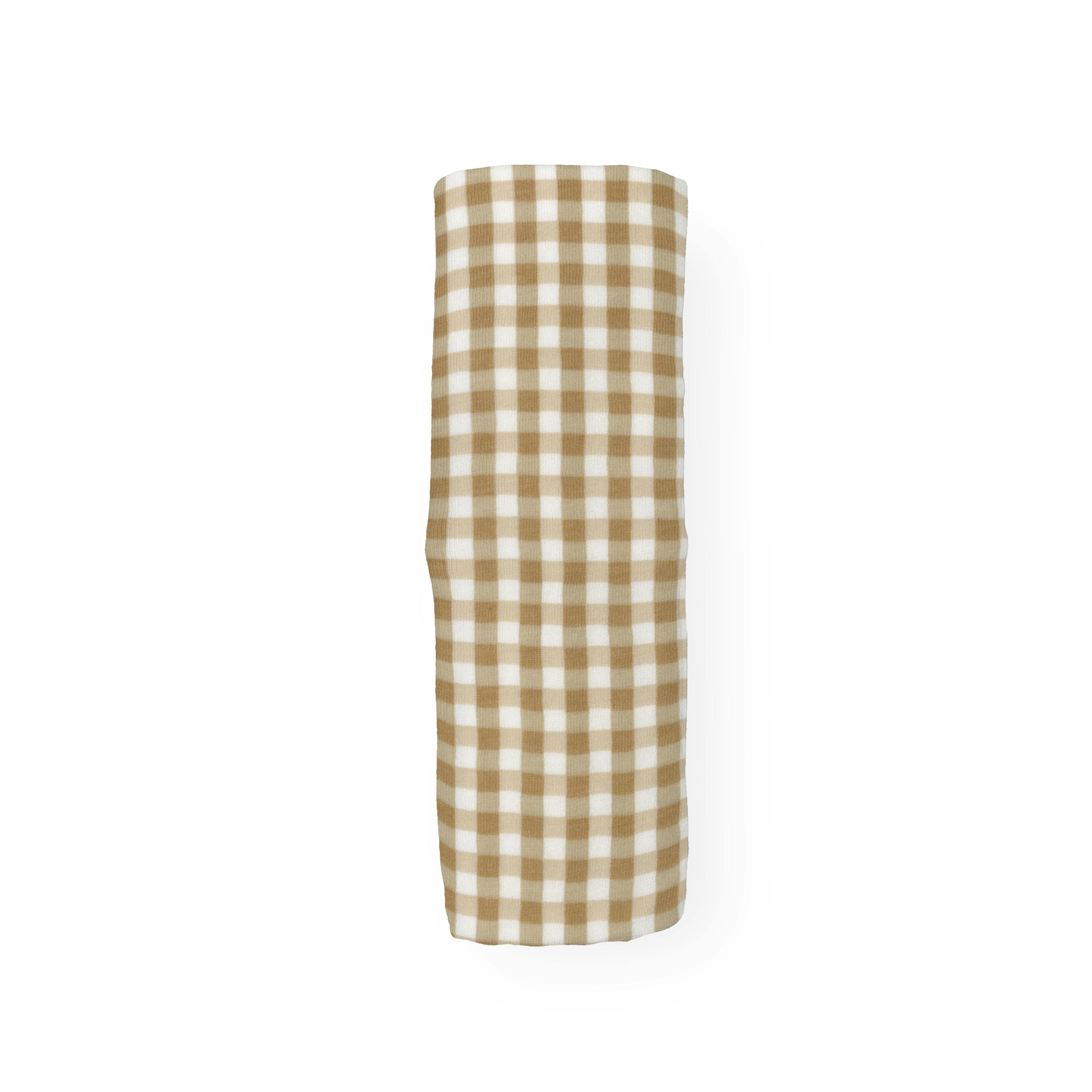 Stretch Knit Swaddle Blanket - Cinnamon Gingham