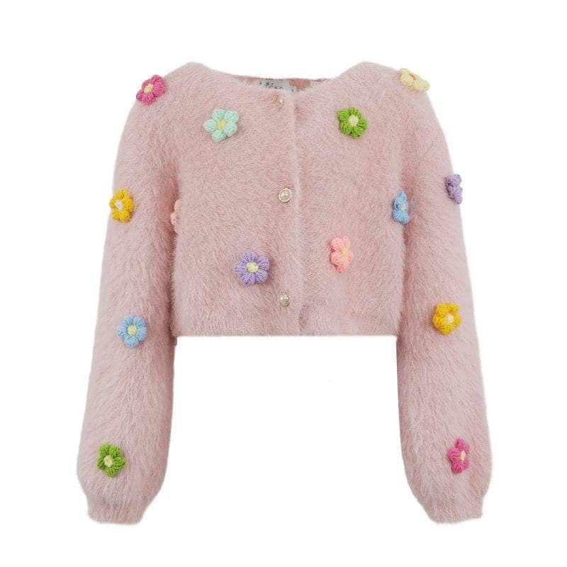 3D Rainbow Daisy Cardigan