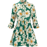 Bowie Dress in Green with White Floral