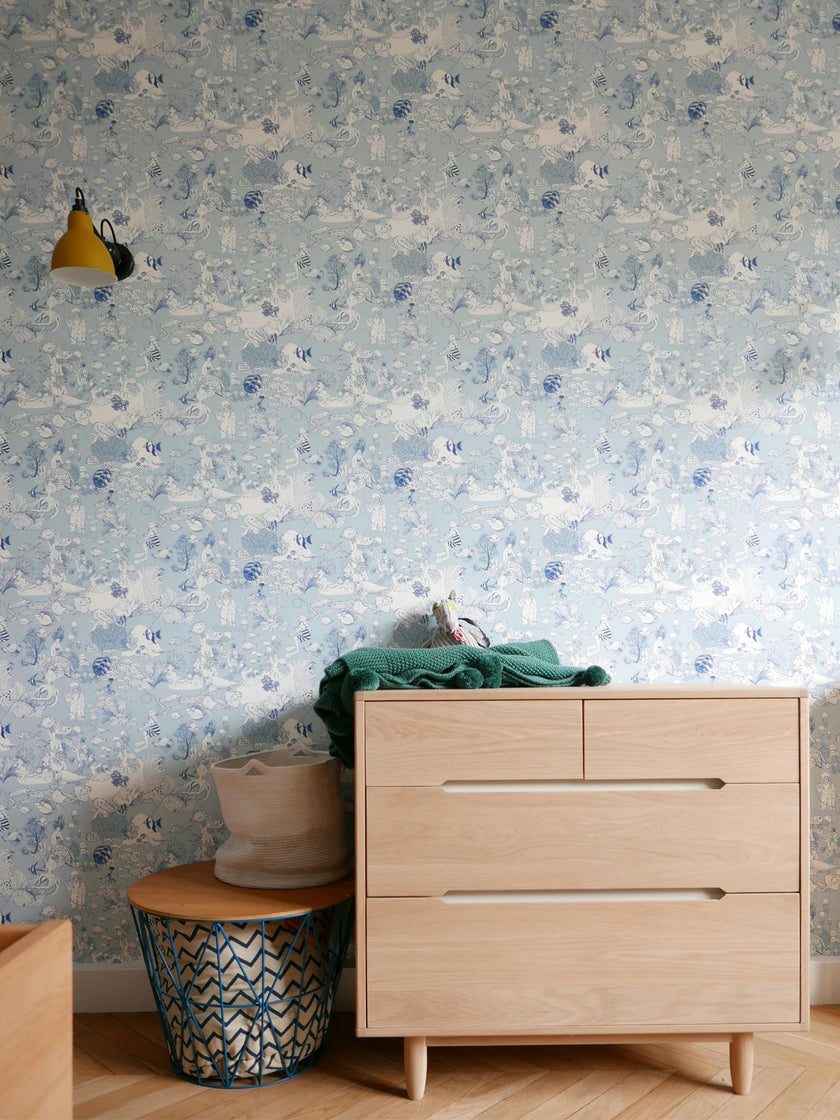 Wallpaper TOILE DE MER color Bleu