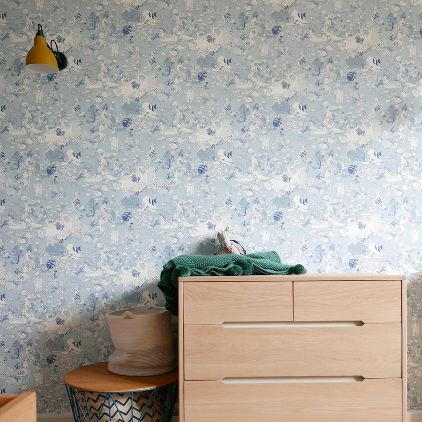 Papier peint TOILE DE MER coloris Bleu