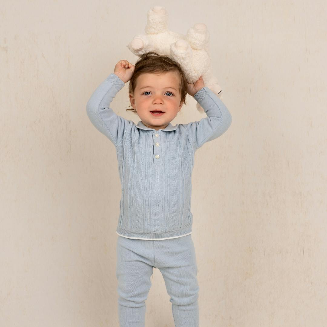 Boys Vertical Ribbed Set Powder Blue