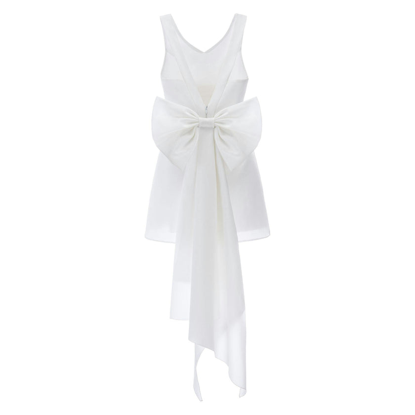 White Isabel Back Bow Dress